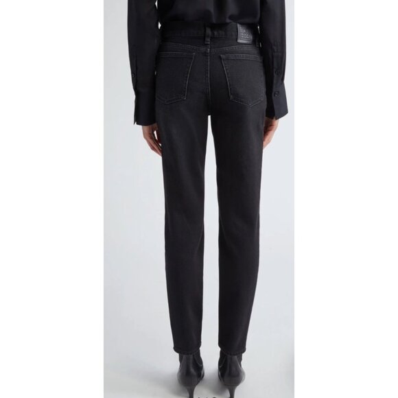 TOTEME Tapered Leg Jeans Women's in Washed Black - Picture 2 of 12